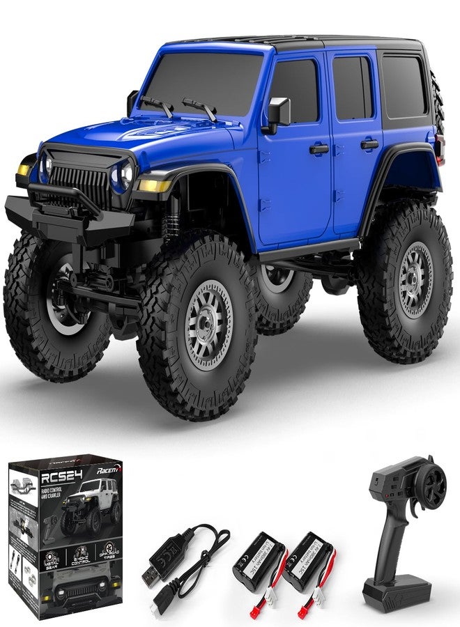 RACENT 1/24 RC Crawler 4WD Off Road All Terrain RC Monster Truck Rock Climbing with led Light Waterproof Hobby Grade Toys with 2 Batteries for Adults (Blue) - Image 1